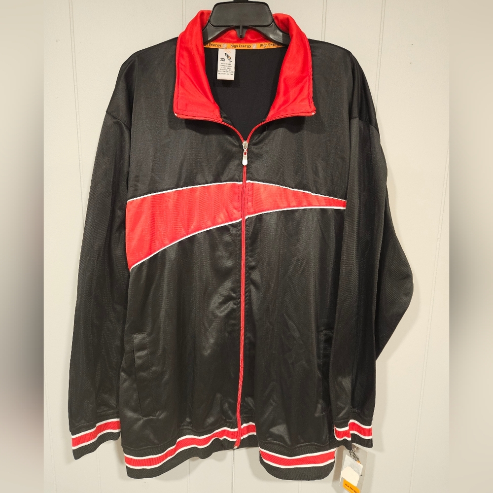 High Energy Track Jacket Windbreaker Lightweight Zip Vintage Y2K Black Men's 3XL